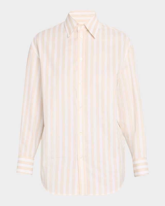 Ls Btn Dwn Striped Blouse